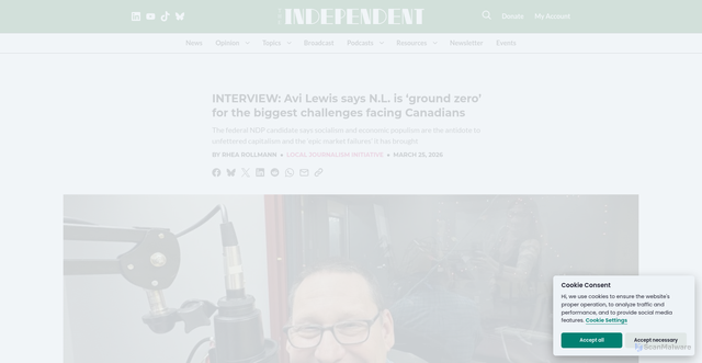 Security scan screenshot of https://theindependent.ca/news/lji/interview-avi-lewis-says-n-l-is-ground-zero-for-the-biggest-challenges-facing-canadians/