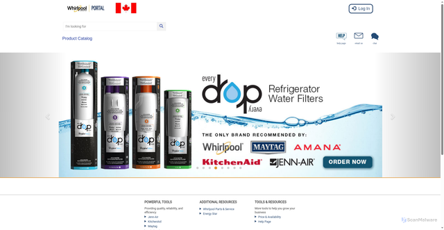 Security scan screenshot of https://whirlpoolportal.ca