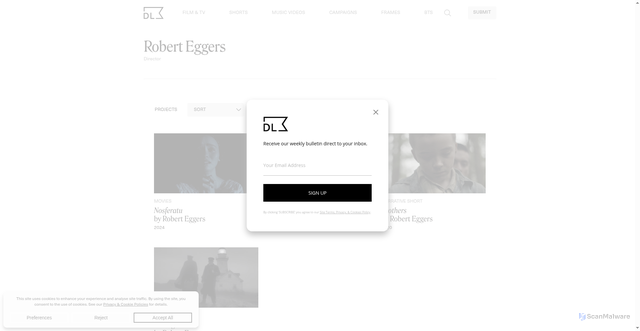 Security scan screenshot of https://directorslibrary.com/directors/robert-eggers/
