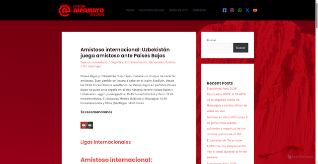 Security scan screenshot of https://estacionalpamayo.com/amistoso-internacional-uzbekistan-juega-amistoso-ante-paises-bajos/
