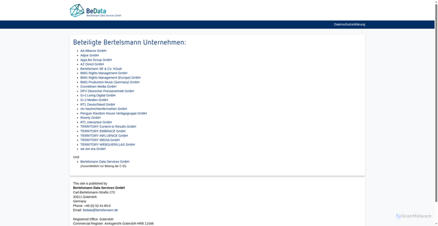 Security scan screenshot of https://be-data.de