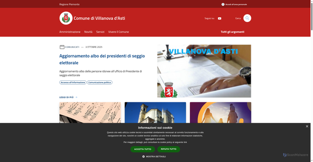 Security scan screenshot of https://www.comune.villanova.at.it/it