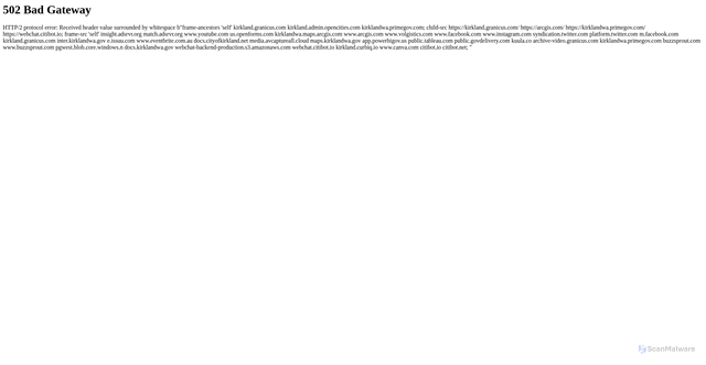 Security scan screenshot of https://www.kirklandwa.gov/