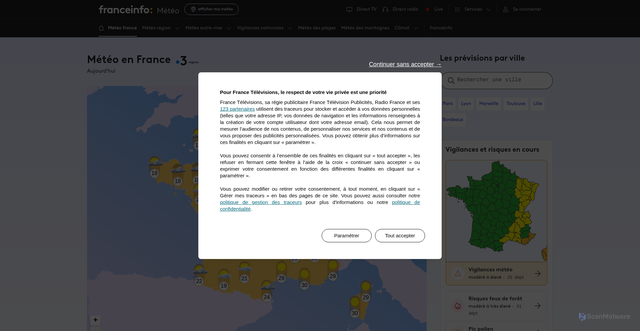 Security scan screenshot of https://meteo.franceinfo.fr/