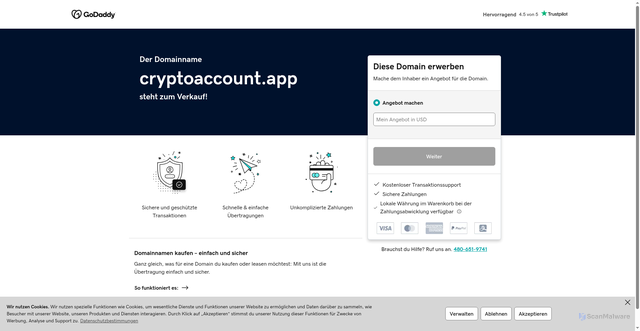Security scan screenshot of https://cryptoaccount.app