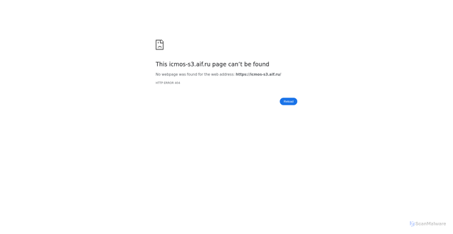 Security scan screenshot of https://icmos-s3.aif.ru