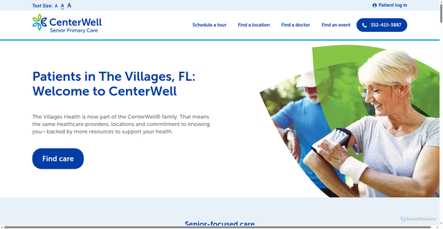 Security scan screenshot of https://www.centerwellprimarycare.com/en/lp/villages
