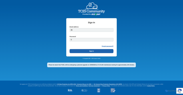Security scan screenshot of https://secureordering.tcescommunity.co.uk