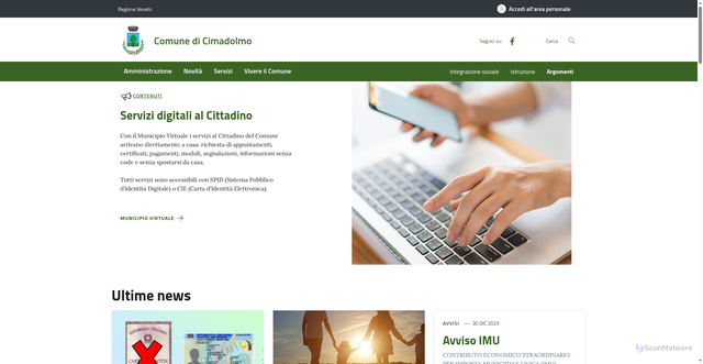 Security scan screenshot of https://comune.cimadolmo.tv.it/