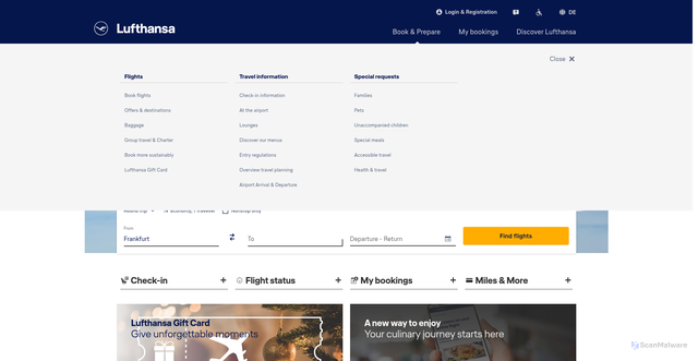 Security scan screenshot of https://www.lufthansa.com/