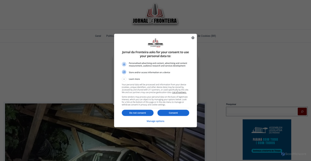 Security scan screenshot of https://jornaldafronteira.com.br