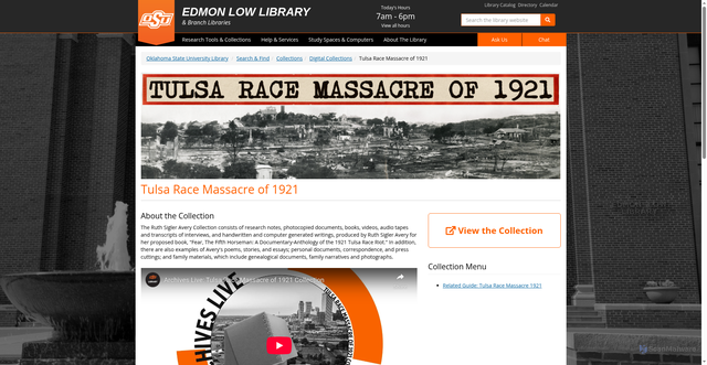 Security scan screenshot of https://library.okstate.edu/search-and-find/collections/digital-collections/tulsa-race-riot-of-1921-collection/
