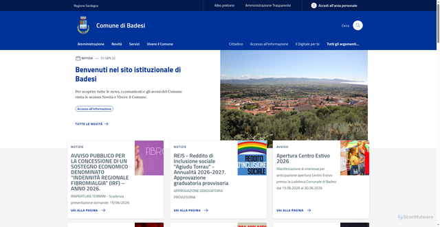 Security scan screenshot of https://www.comunebadesi.ot.it