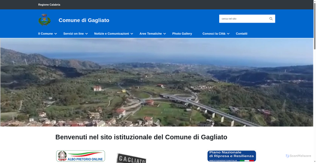 Security scan screenshot of https://www.comune.gagliato.cz.it/