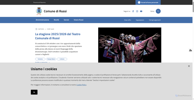 Security scan screenshot of https://www.comune.russi.ra.it/