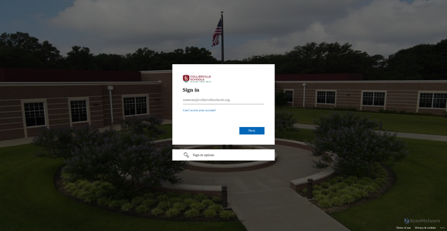 Security scan screenshot of https://colliervilleschools-my.sharepoint.com