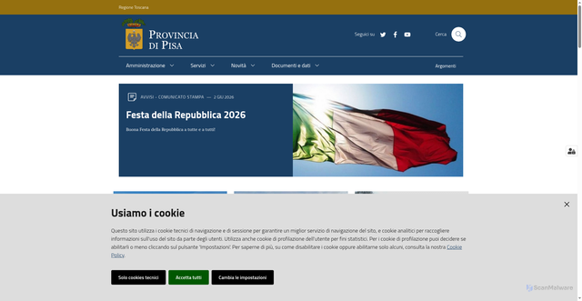 Security scan screenshot of https://www.provincia.pisa.it