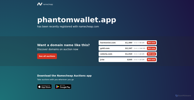 Security scan screenshot of https://www.phantomwallet.app