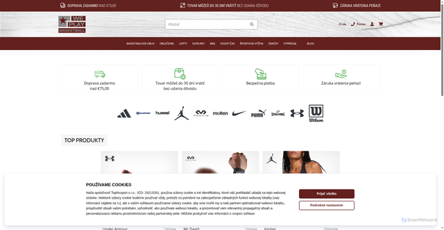 Security scan screenshot of https://weplaybasketball.sk