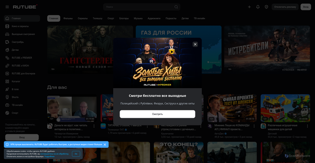 Security scan screenshot of https://rutube.ru