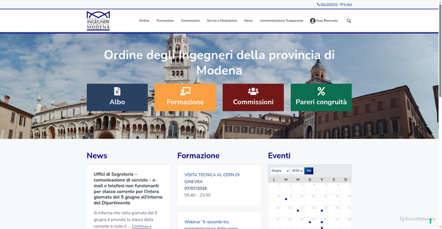 Security scan screenshot of https://www.ordineingegnerimodena.it