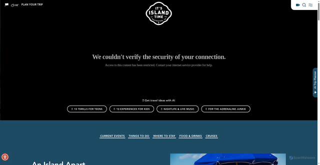 Security scan screenshot of https://www.visitgalveston.com