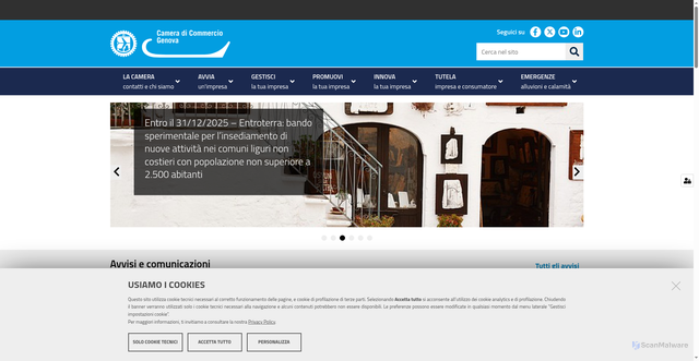 Security scan screenshot of https://www.ge.camcom.gov.it/it