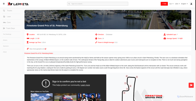 Security scan screenshot of https://lapmeta.com/en/track/variation/262