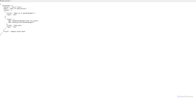 Security scan screenshot of https://httpbin.org/json