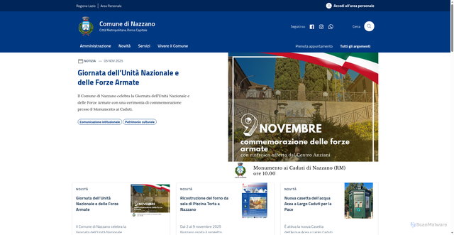 Security scan screenshot of https://www.comune.nazzano.rm.it/
