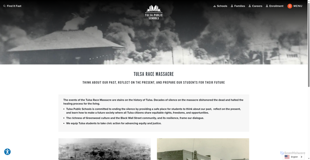 Security scan screenshot of https://www.tulsaschools.org/tulsaracemassacre