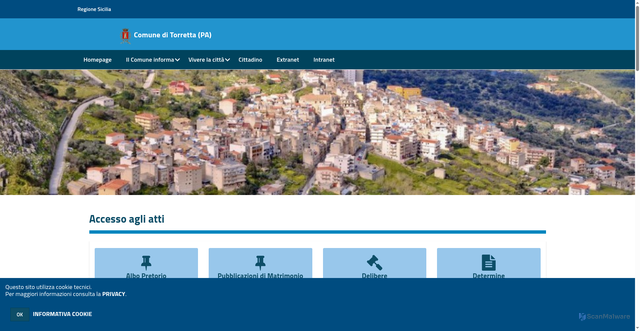 Security scan screenshot of https://www.comune.torretta.pa.it/hh/index.php