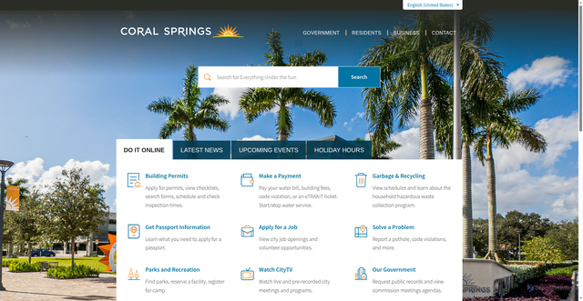 Security scan screenshot of https://www.coralsprings.gov/