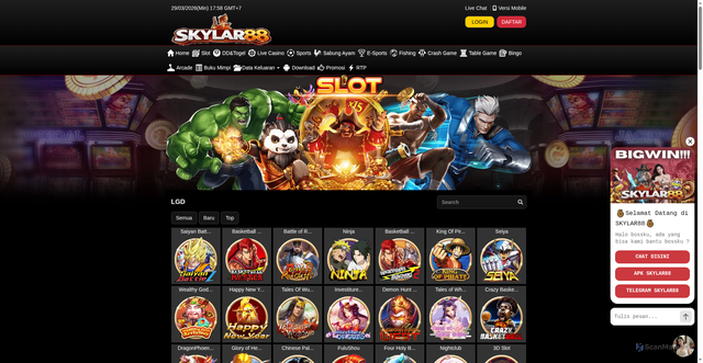 Security scan screenshot of https://ads9-skylar88.com/desktop/game/slot/lgd