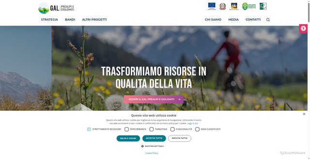 Security scan screenshot of https://www.galprealpidolomiti.it/