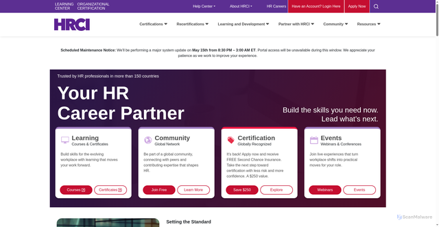 Security scan screenshot of https://hrci.org