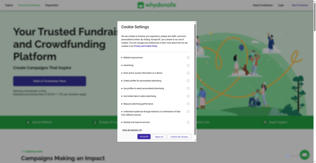 Security scan screenshot of https://whydonate.com/