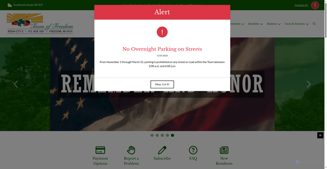 Security scan screenshot of https://townoffreedomocwi.gov/