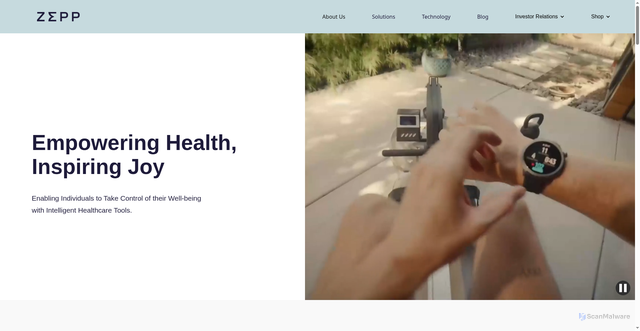 Security scan screenshot of https://huami.com