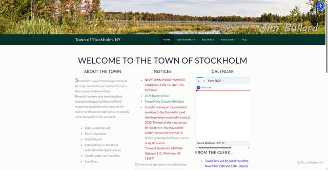 Security scan screenshot of https://www.stockholmny.gov/