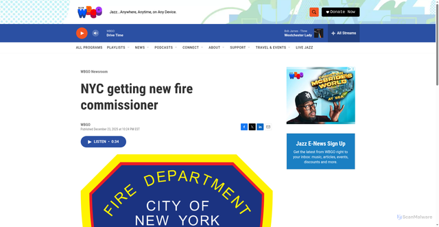 Security scan screenshot of https://www.wbgo.org/news/2025-12-23/nyc-getting-new-fire-commissioner