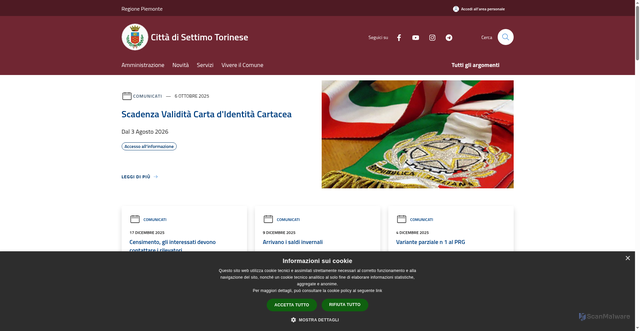 Security scan screenshot of https://www.comune.settimo-torinese.to.it/it