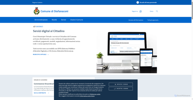 Security scan screenshot of https://www.comune.stefanaconi.vv.it/