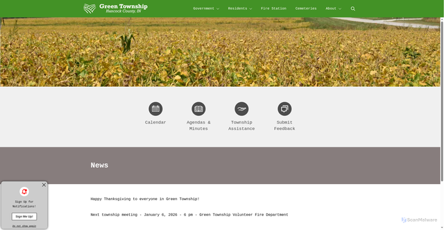 Security scan screenshot of https://greentwp-hancockcountyin.gov/