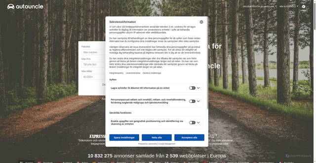 Security scan screenshot of https://autouncle.se
