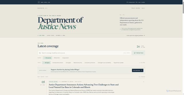 Security scan screenshot of https://www.doj.com/