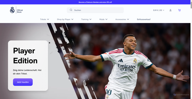Security scan screenshot of https://shop.realmadrid.com