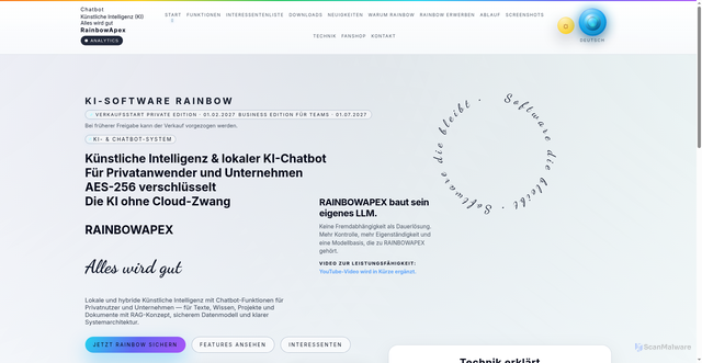 Security scan screenshot of https://rainbowapex.pages.dev/htmls_sprachen/DE/htmls_sprachen/DE/fanshop.html