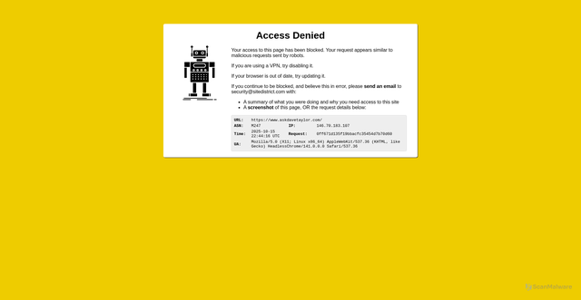 Security scan screenshot of https://www.askdavetaylor.com/