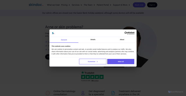Security scan screenshot of https://app.skindoc.uk